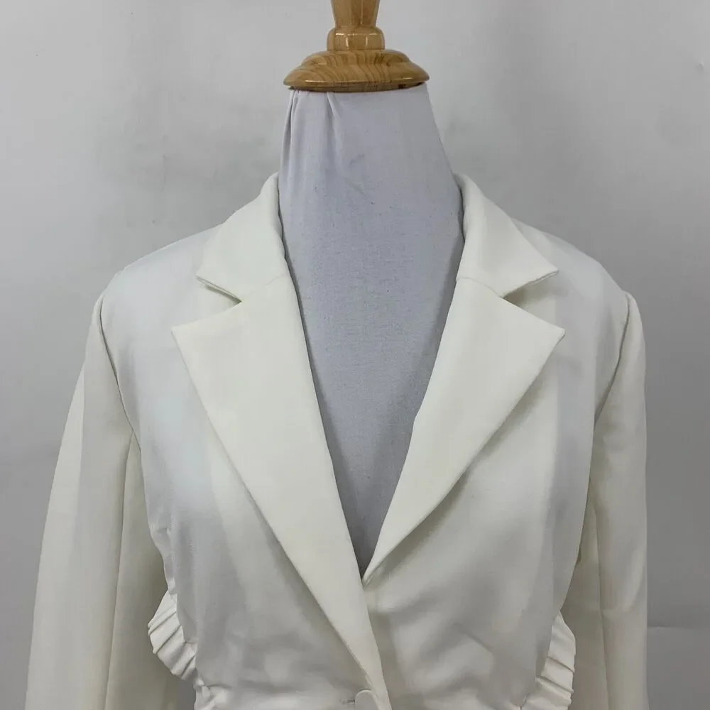 Fashion Nova Mini Dress Womens S Small Off White Serious Business Blazer V Neck